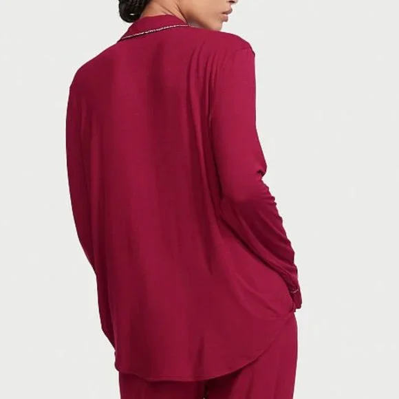 VS XS Regular 30" Inseam Modal PJ Set Red with Leopard Piping NWT - Picture 8 of 16